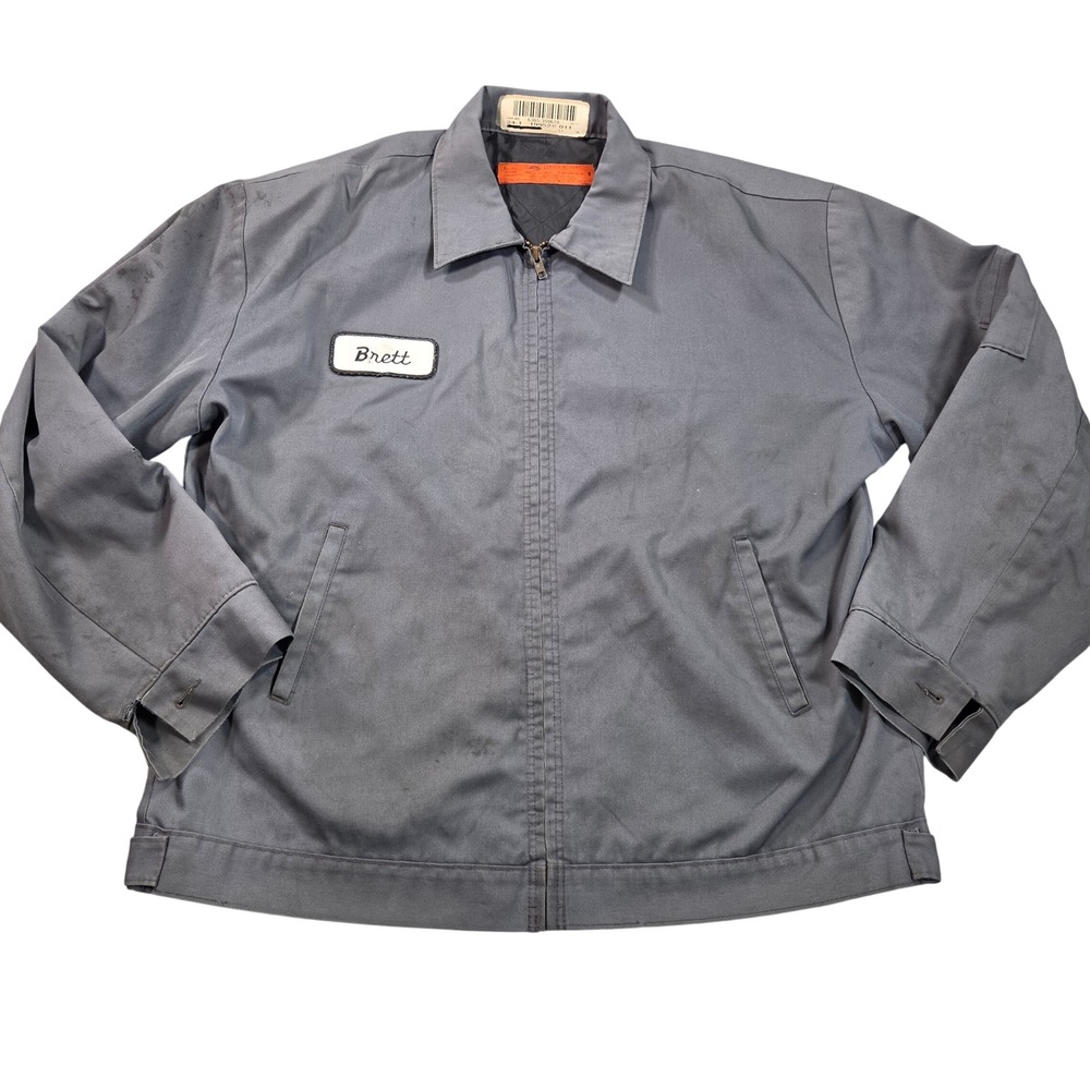 Red Kap Jacket Mens Large Gray Quilted Lined Work Utility Industrial JT22CH2